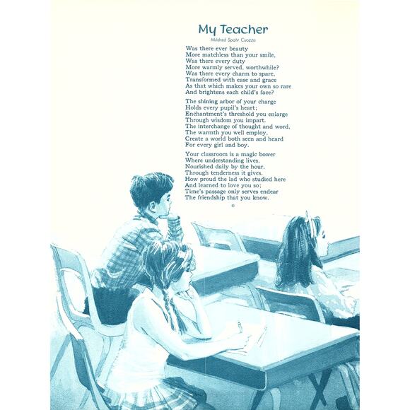 My Teacher Mildred Spahr Cuazzo Teaching 1970s Poem Retro Kitsch Wall Art SF6 - Picture 2 of 2